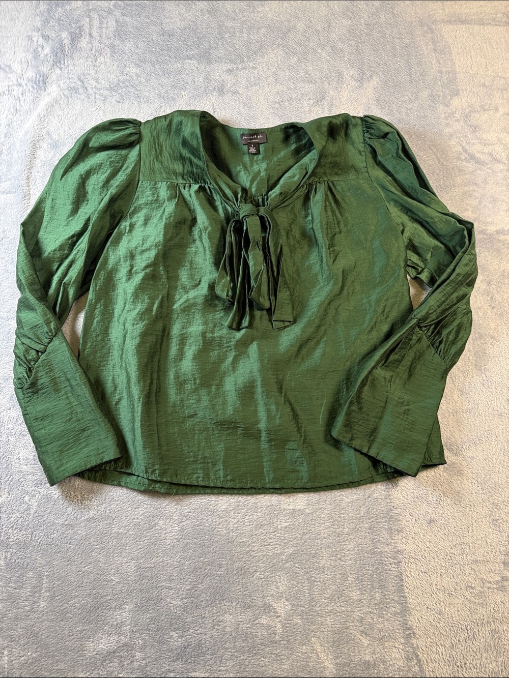 Current Air Deep Green Tie-Neck Blouse #3164